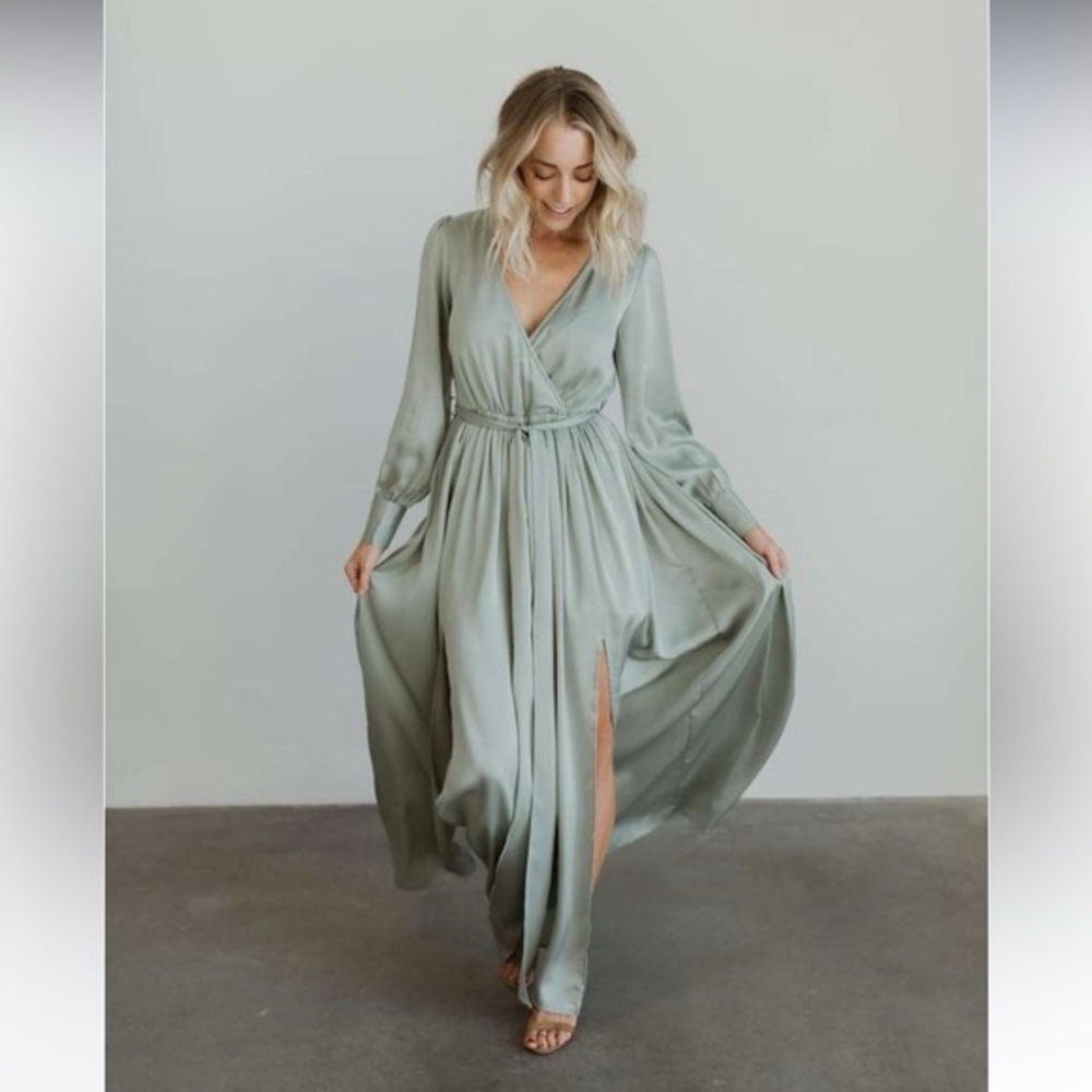 Baltic Born Satin Gown in Sage Green